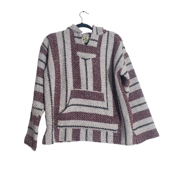 Baja Joe Unisex Striped Hoodie Pullover Size M Y2K Hippie Surfer Beach Rasta - Picture 1 of 11